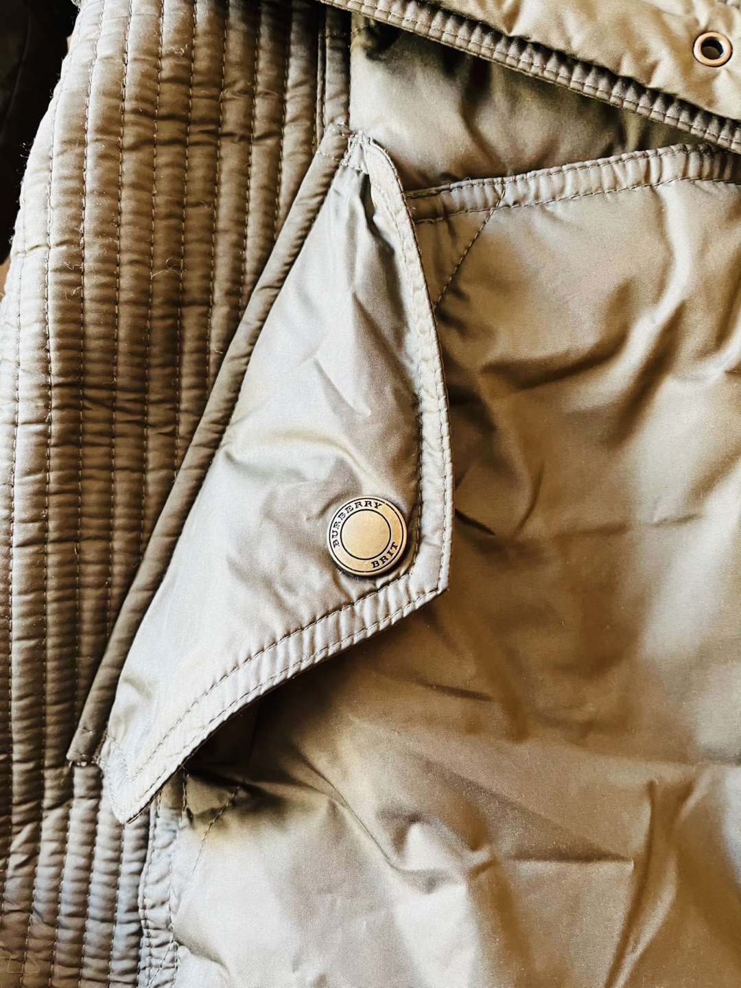 Burberry Brit Olive Green Down Coat with Belt - photo 4