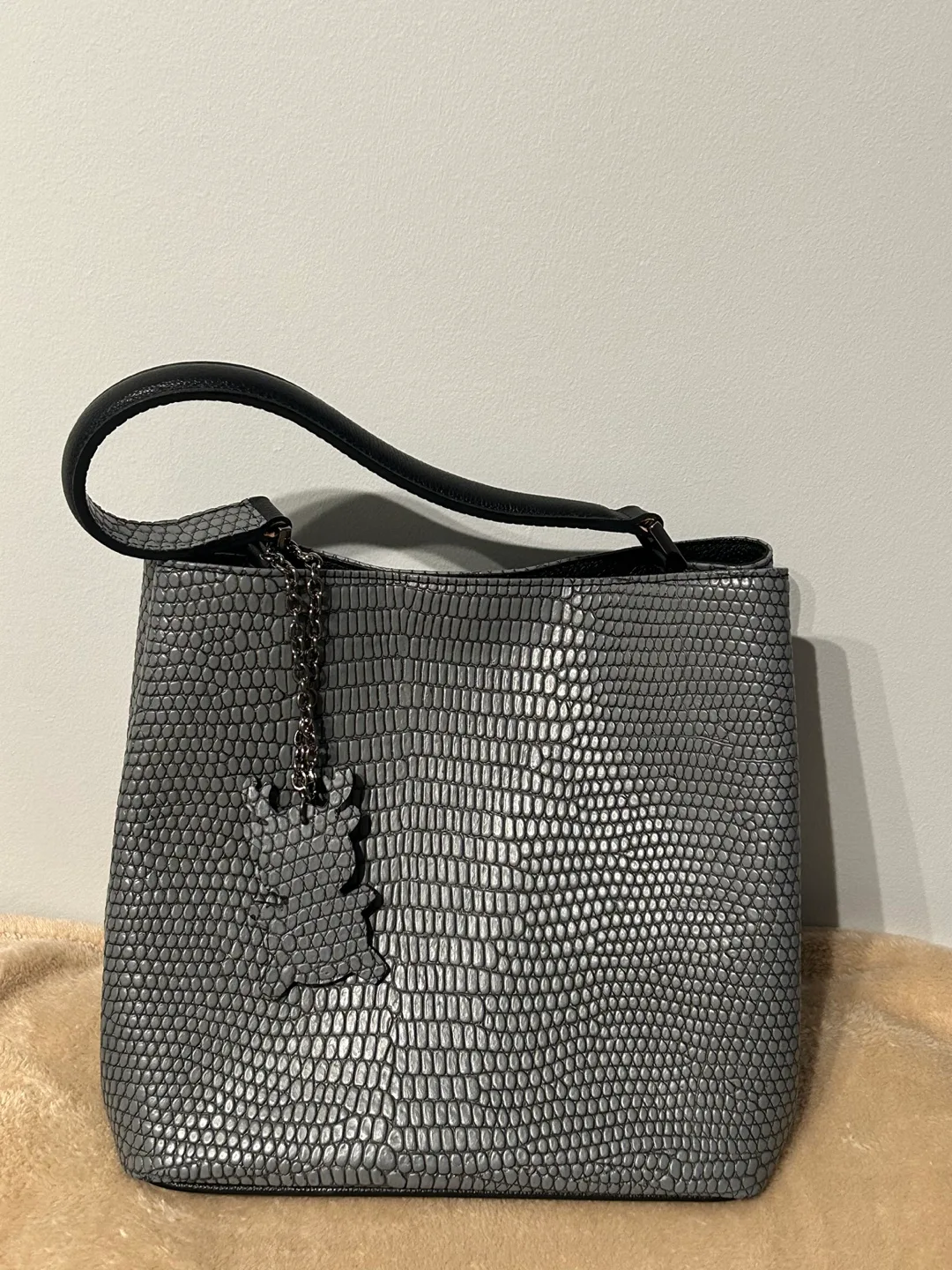 Grey real leather Snakeskin-textured Handbag image indicator(2)
