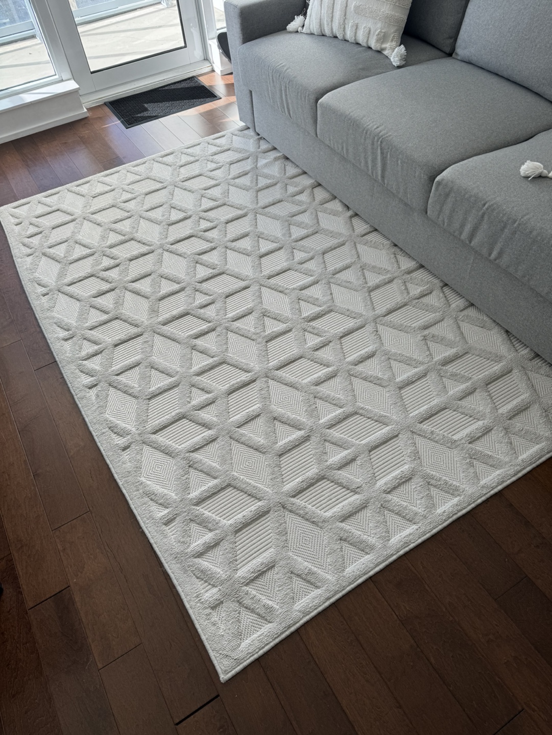Cream Geometric Area Rug