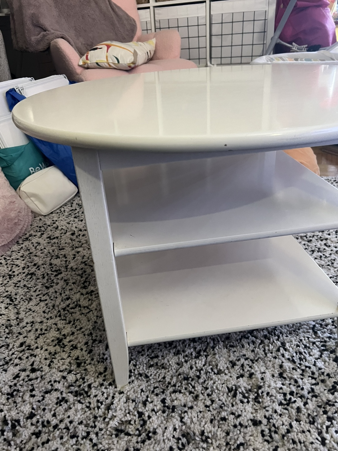 Ikea Leksvik White Round Coffee Table with Two Shelves - photo 5