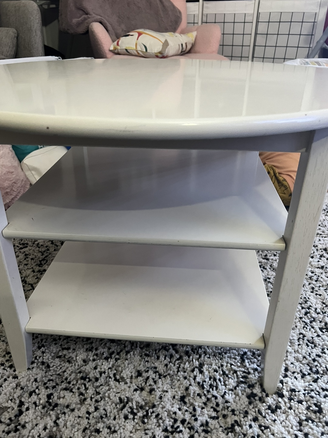 Ikea Leksvik White Round Coffee Table with Two Shelves - photo 2