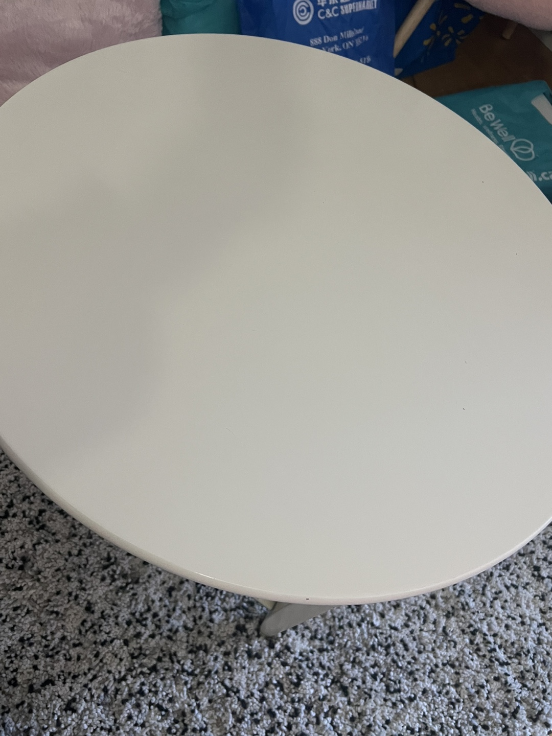 Ikea Leksvik White Round Coffee Table with Two Shelves - photo 4