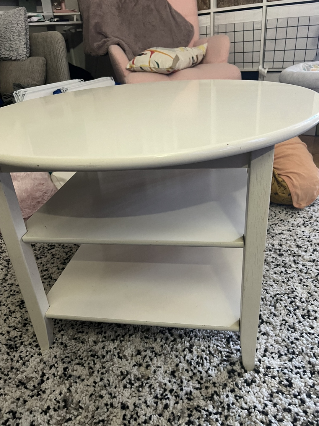 Ikea Leksvik White Round Coffee Table with Two Shelves