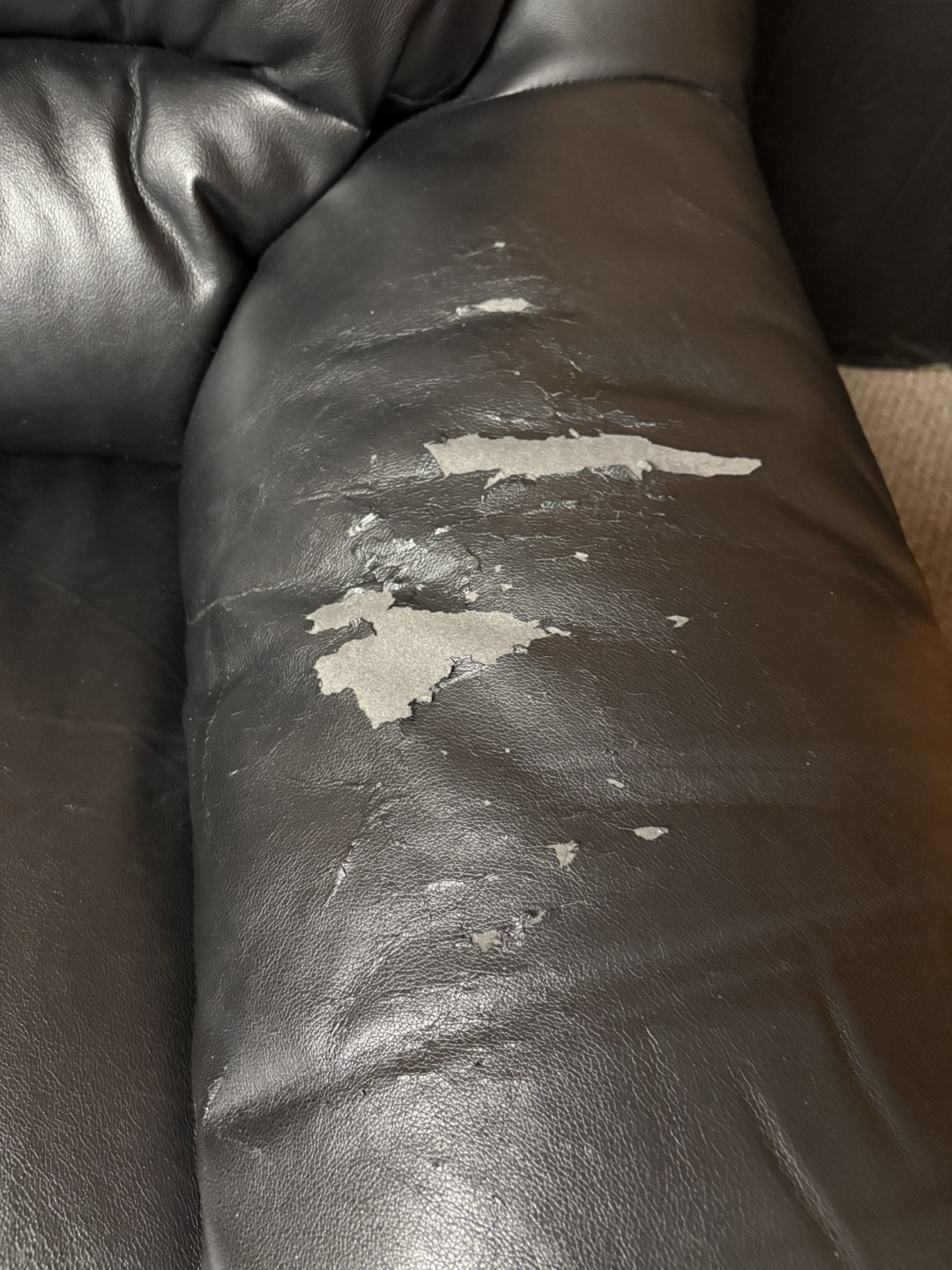 Faux Leather 3 Seater Black Couch - photo 5