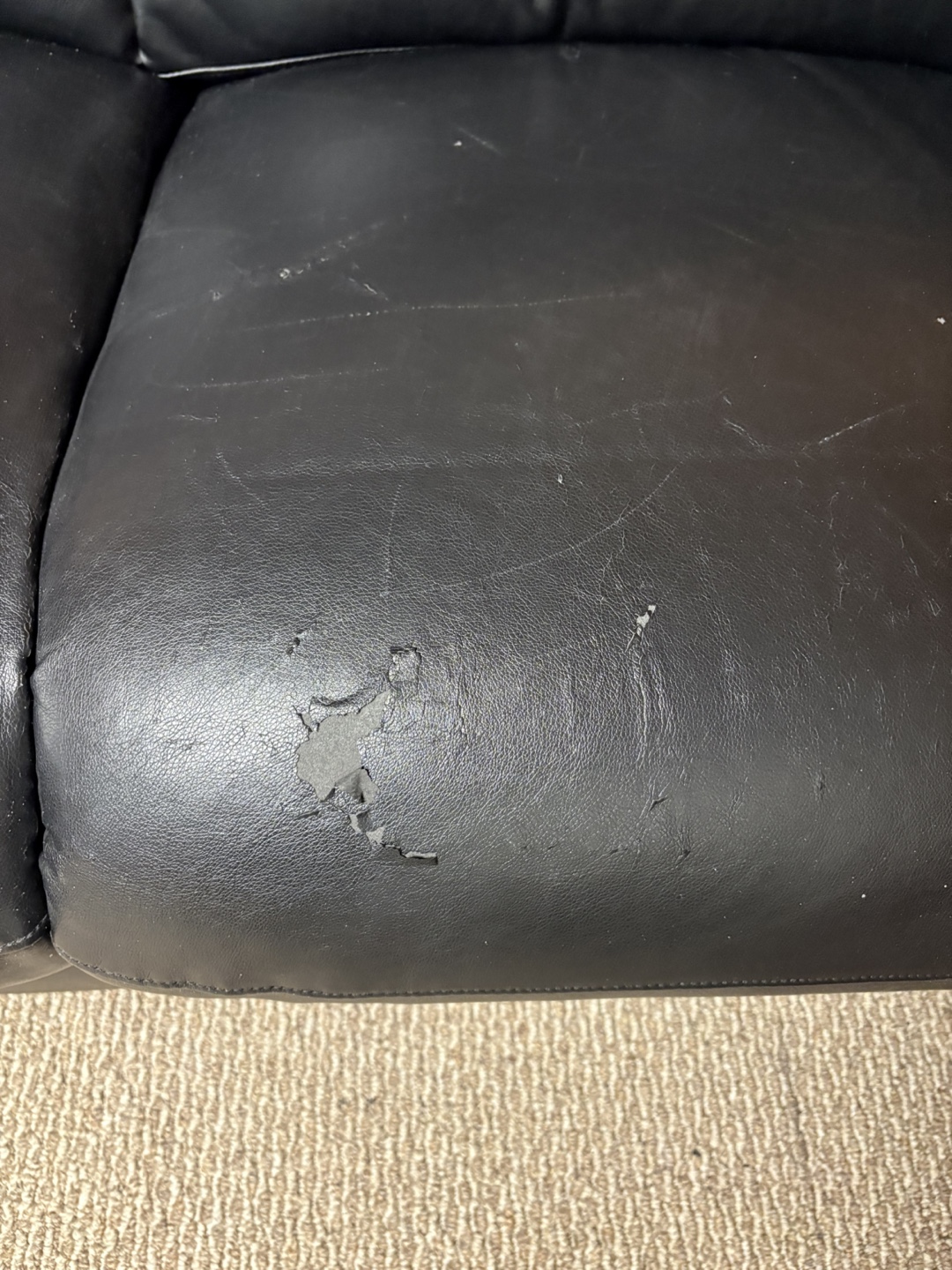 Faux Leather 3 Seater Black Couch - photo 4