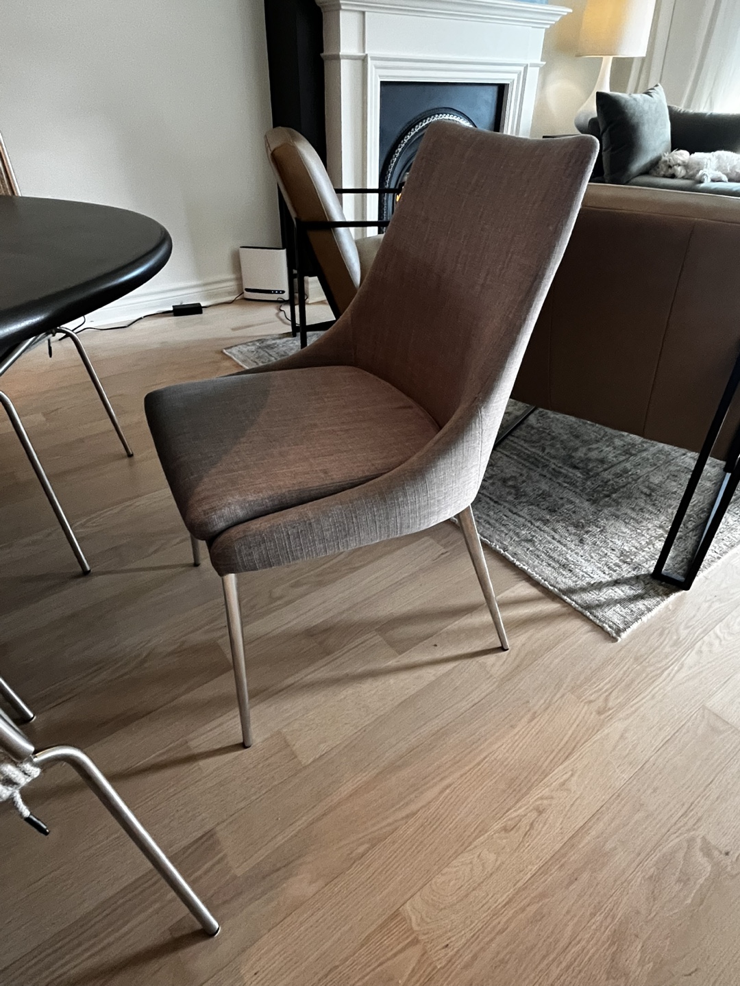 Modern Dining Chair - Grey Fabric and Chrome Legs - photo 2
