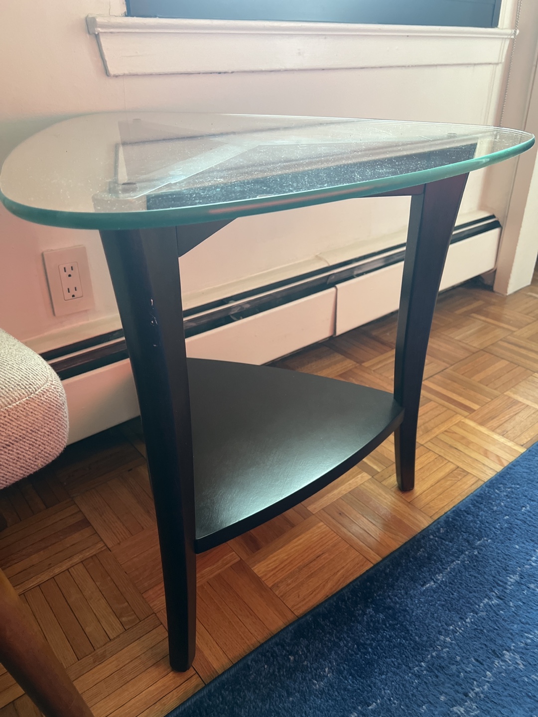 Triangle Glass Top End Table