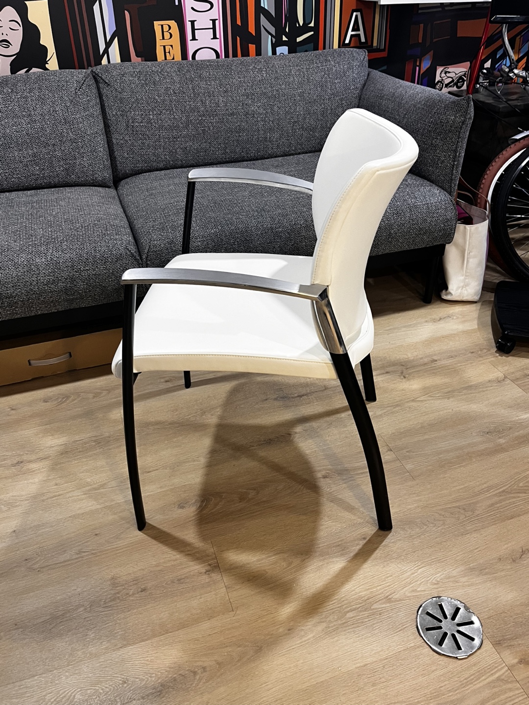 Modern White Leather Dining Chair with Metal Legs - photo 3