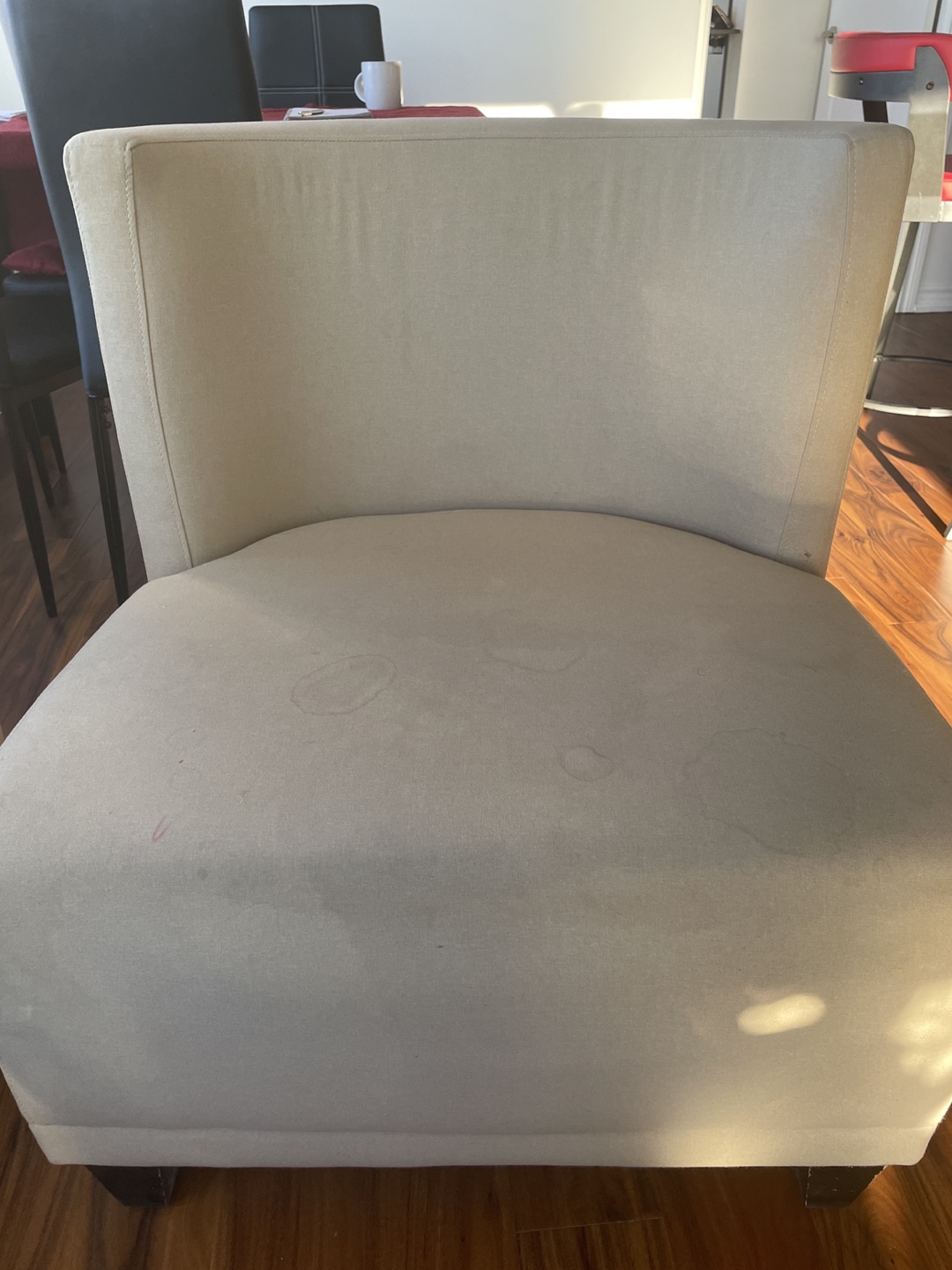 Pair of Modern Armless Chairs - Beige Fabric