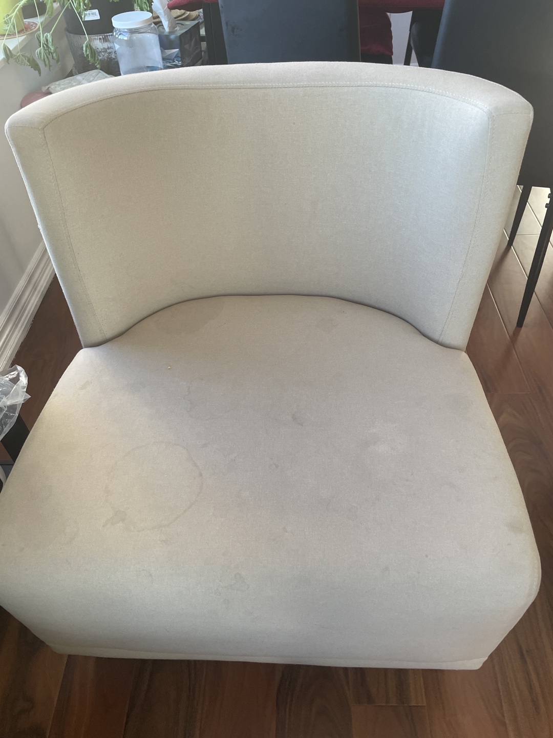Pair of Modern Armless Chairs - Beige Fabric - photo 2