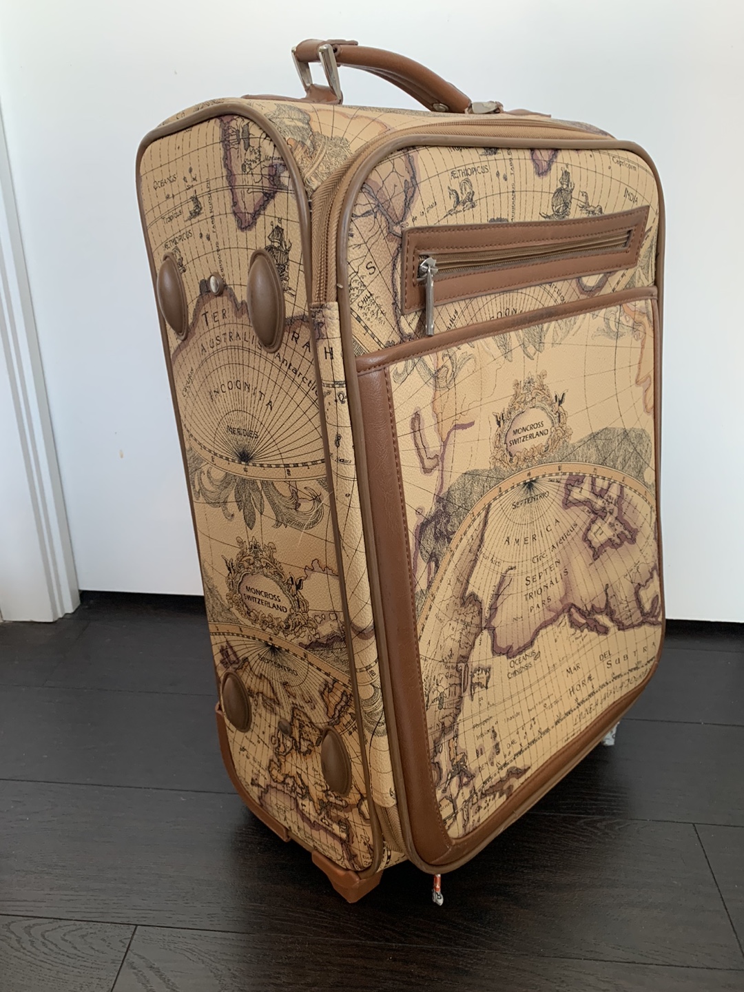 Vintage World Map Rolling Suitcase
