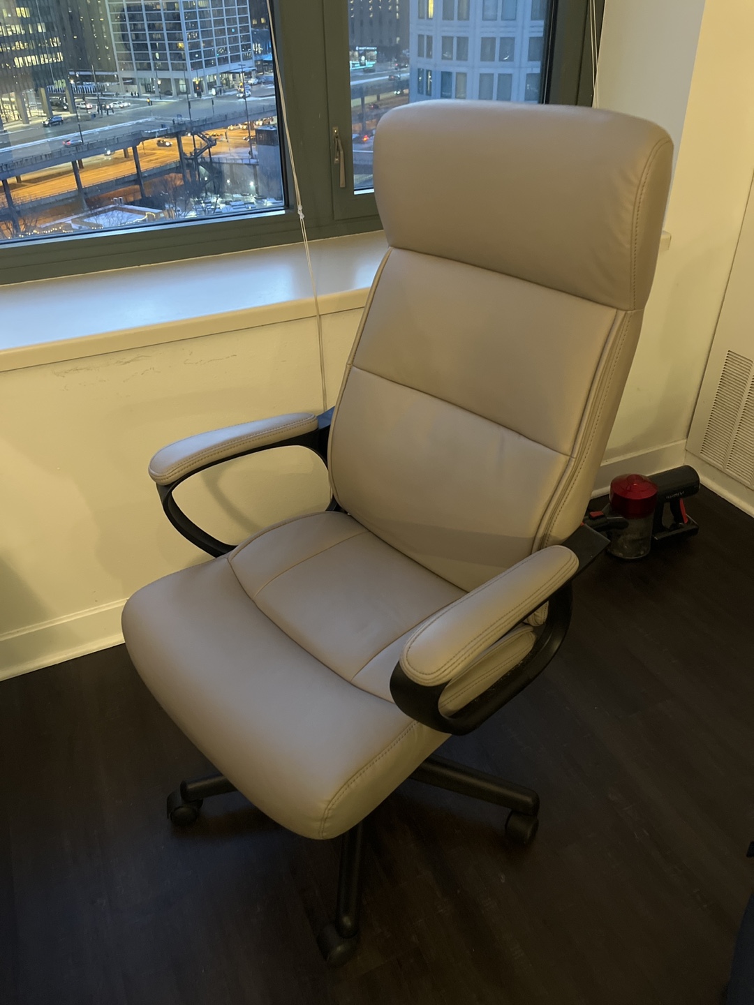 Beige Leather Office Chair