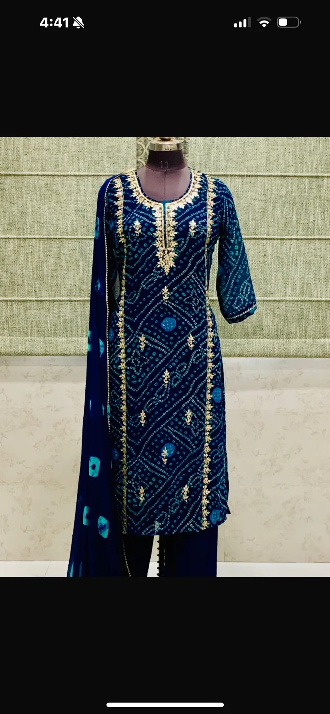 Bandhani Print Three-Piece Suit Set image indicator(3)