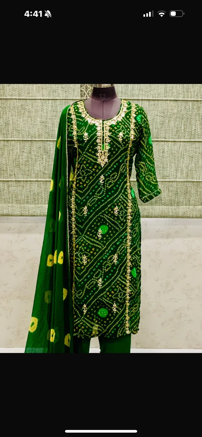 Bandhani Print Three-Piece Suit Set image indicator(2)