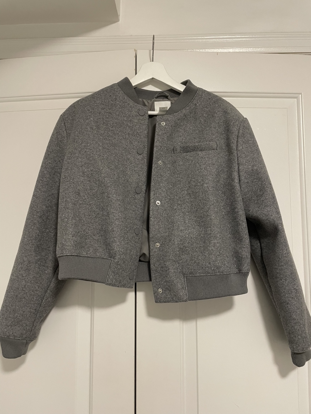 H&M Grey Cropped Bomber Jacket