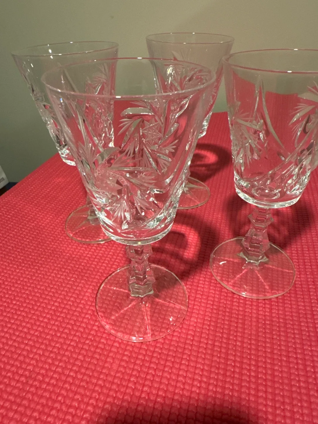 Set of Four Pinwheel Crystal Wine Glasses image indicator(2)