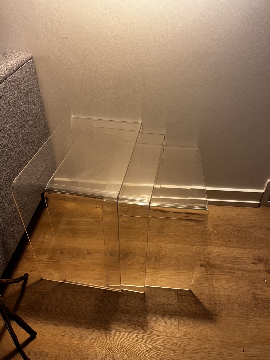 Set of three acrylic nesting tables