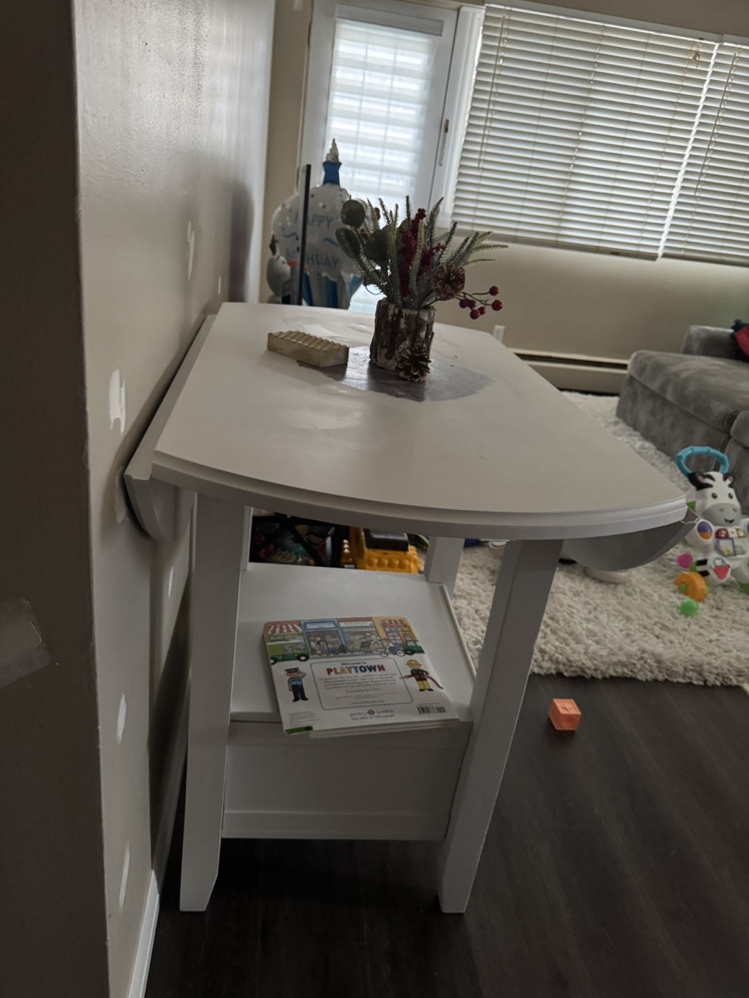 White drop leaf table with storage - photo 2