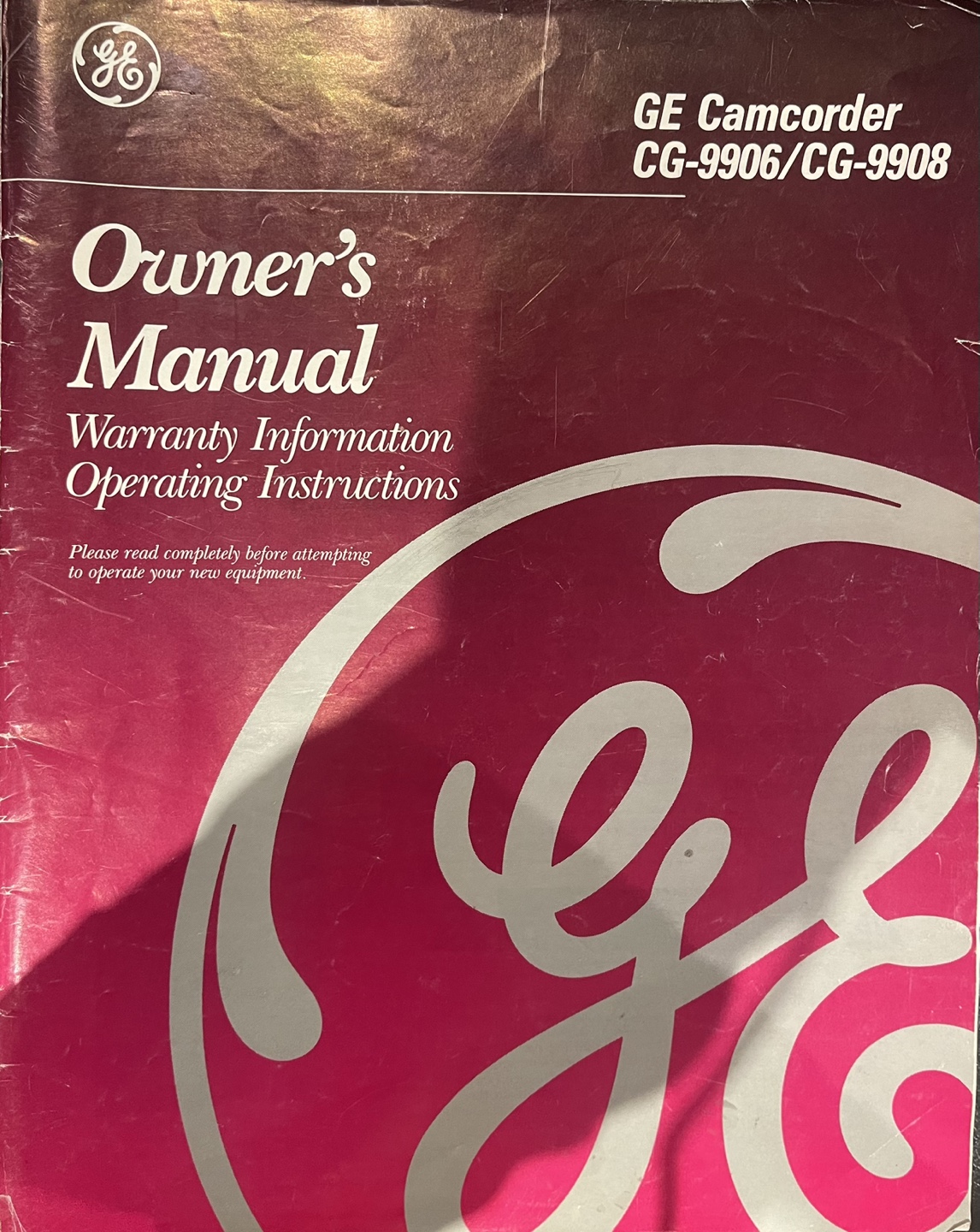 Vintage GE Camcorder CG-9906/CG-9908 with Owner's Manual