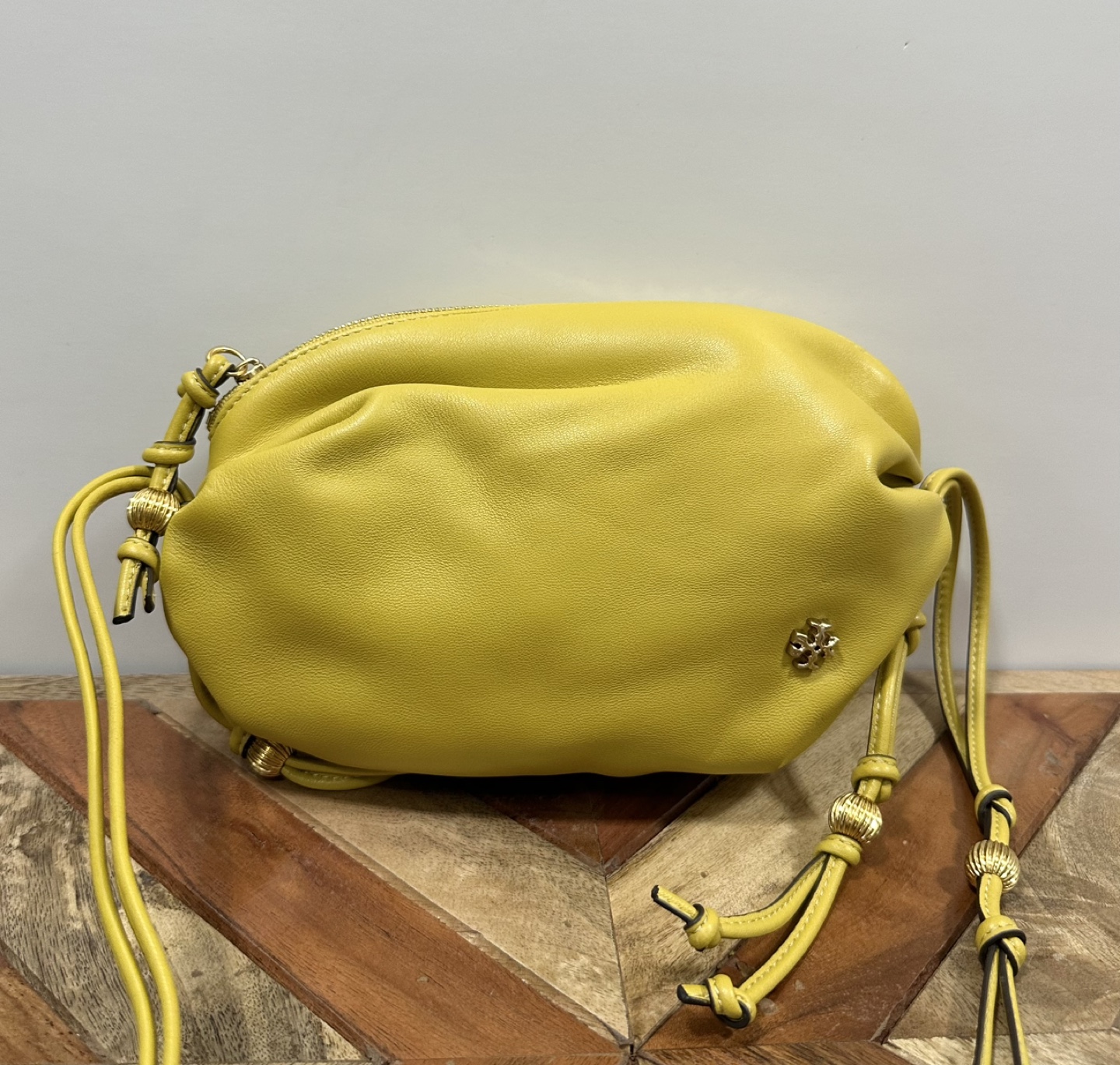 Tory Burch Yellow Leather Drawstring Bag