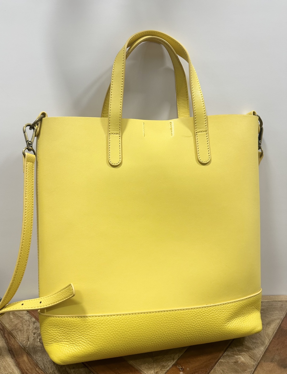 Yellow Leather Tote Bag