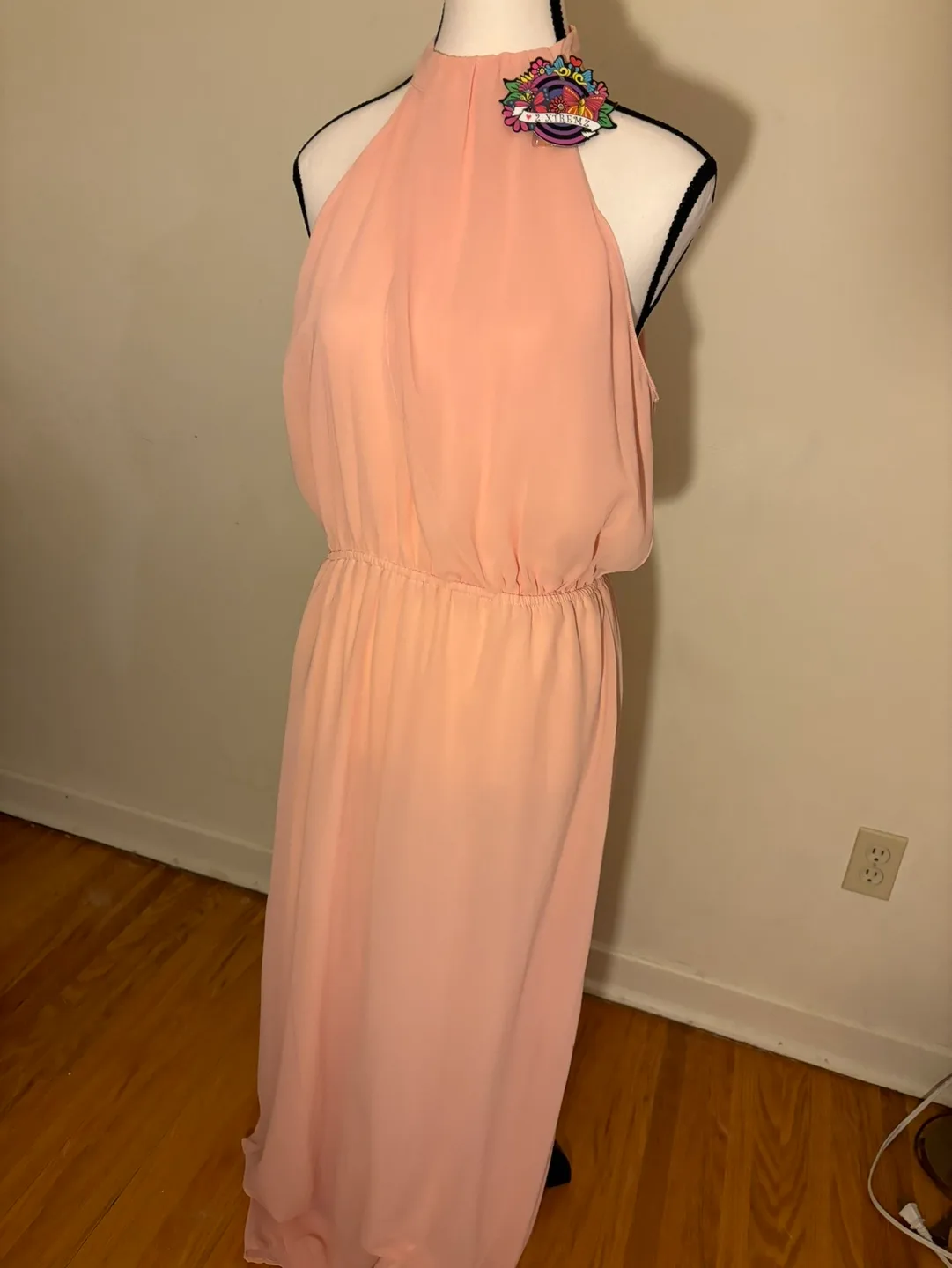 Pink Halter Maxi Dress Size Medium
