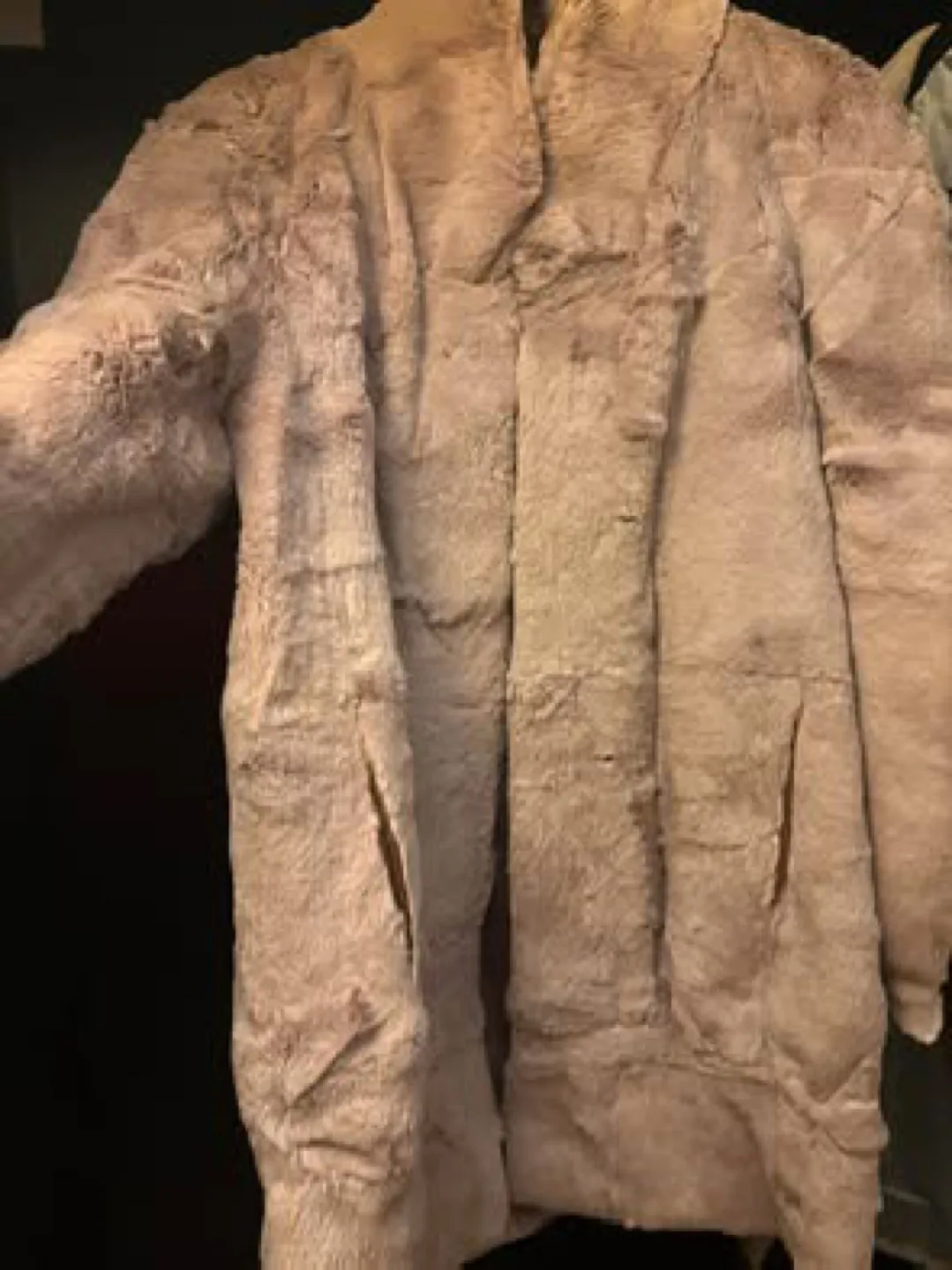 Midi Long 100% real rabbit fur and 100% leather coat