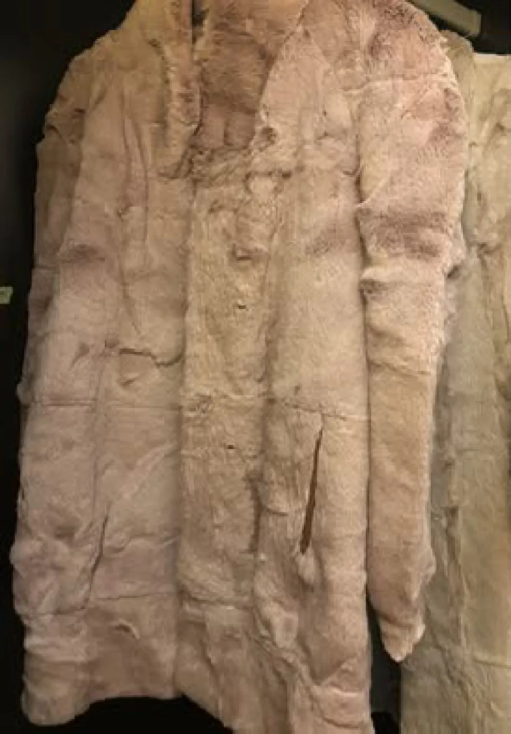 Midi Long 100% real rabbit fur and 100% leather coat image indicator(2)