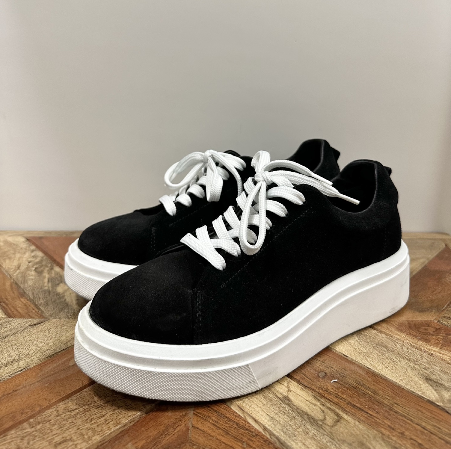 Black Suede Platform Sneakers