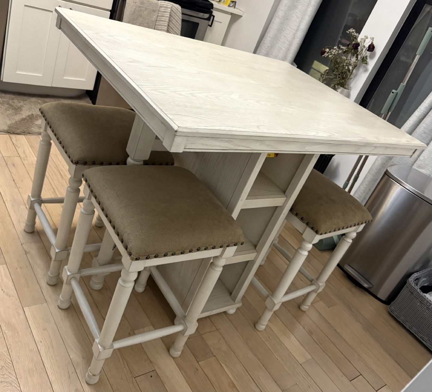 Kitchen Island Table Set with 4 Stools
