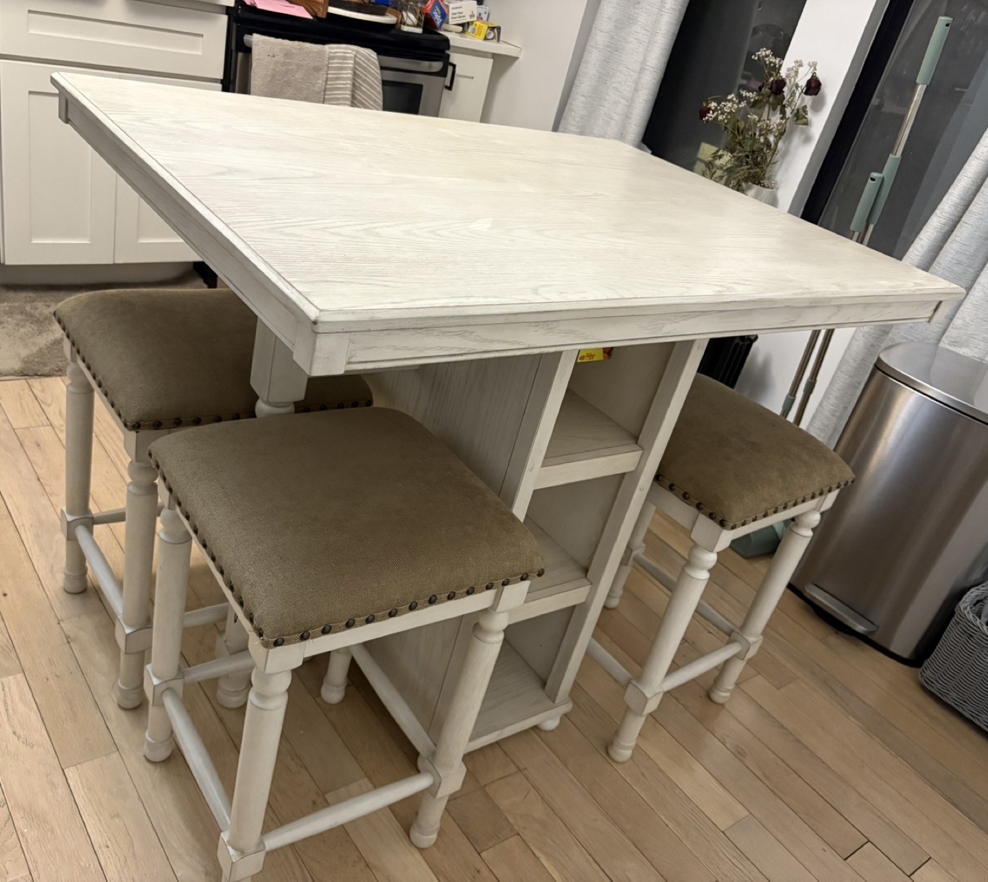 Kitchen Island Table Set with 4 Stools - photo 2