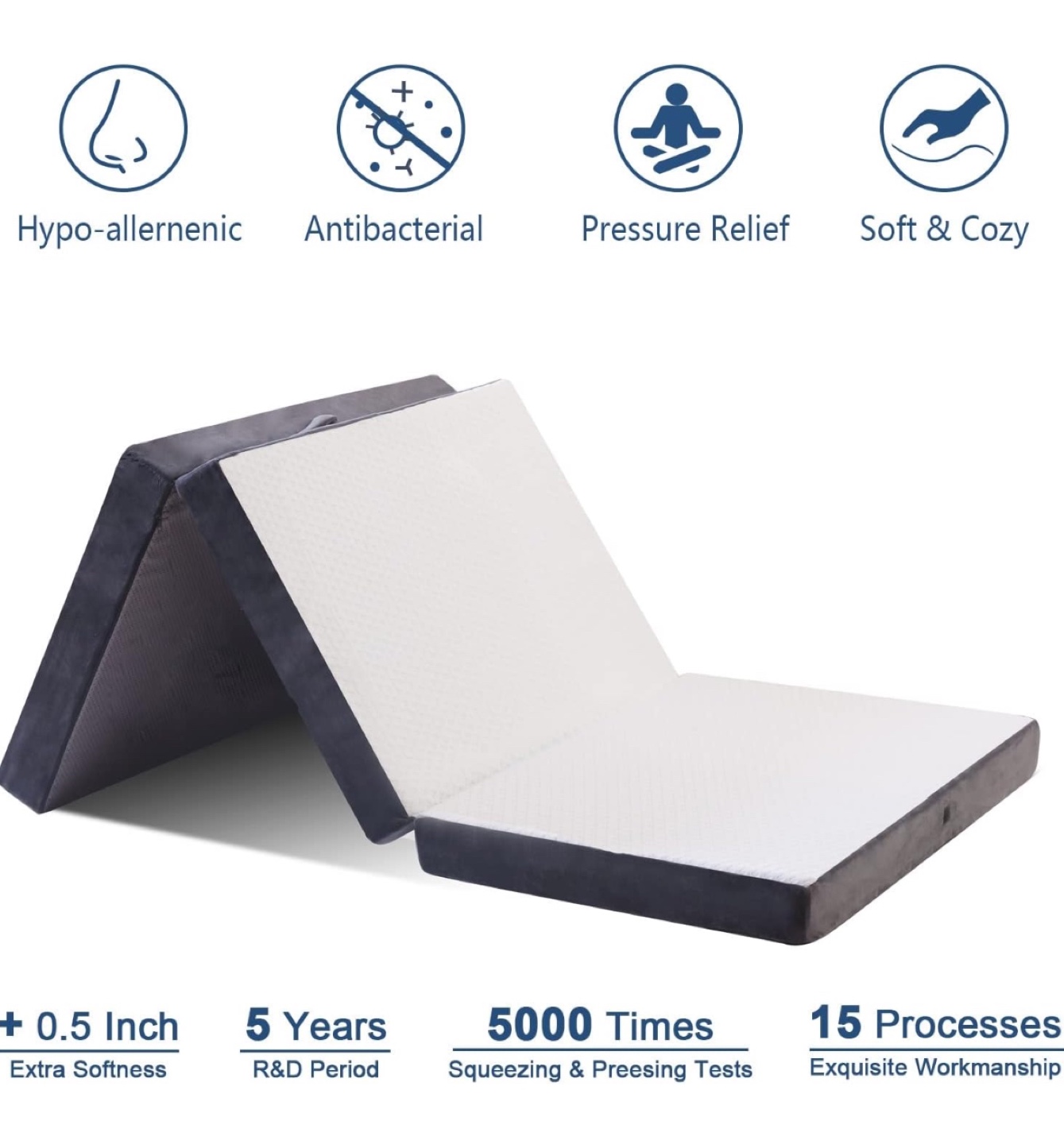 Tri-fold Mattress - Hypoallergenic and Pressure Relief - photo 5