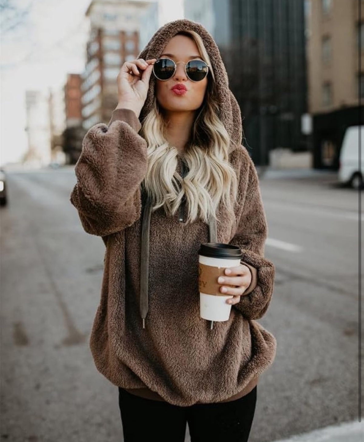 NEW! Warm Sherpa Hoodie Cozy Fuzzy Pullover Sweater - photo 2