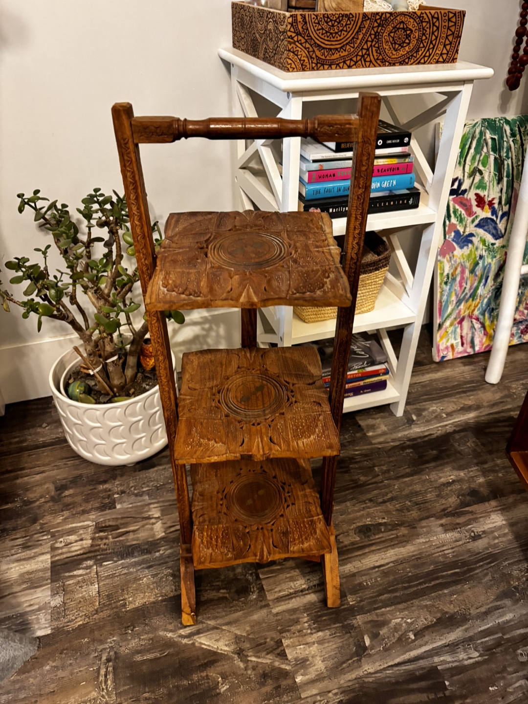 Vintage Wooden Three-Tiered Serving Stand