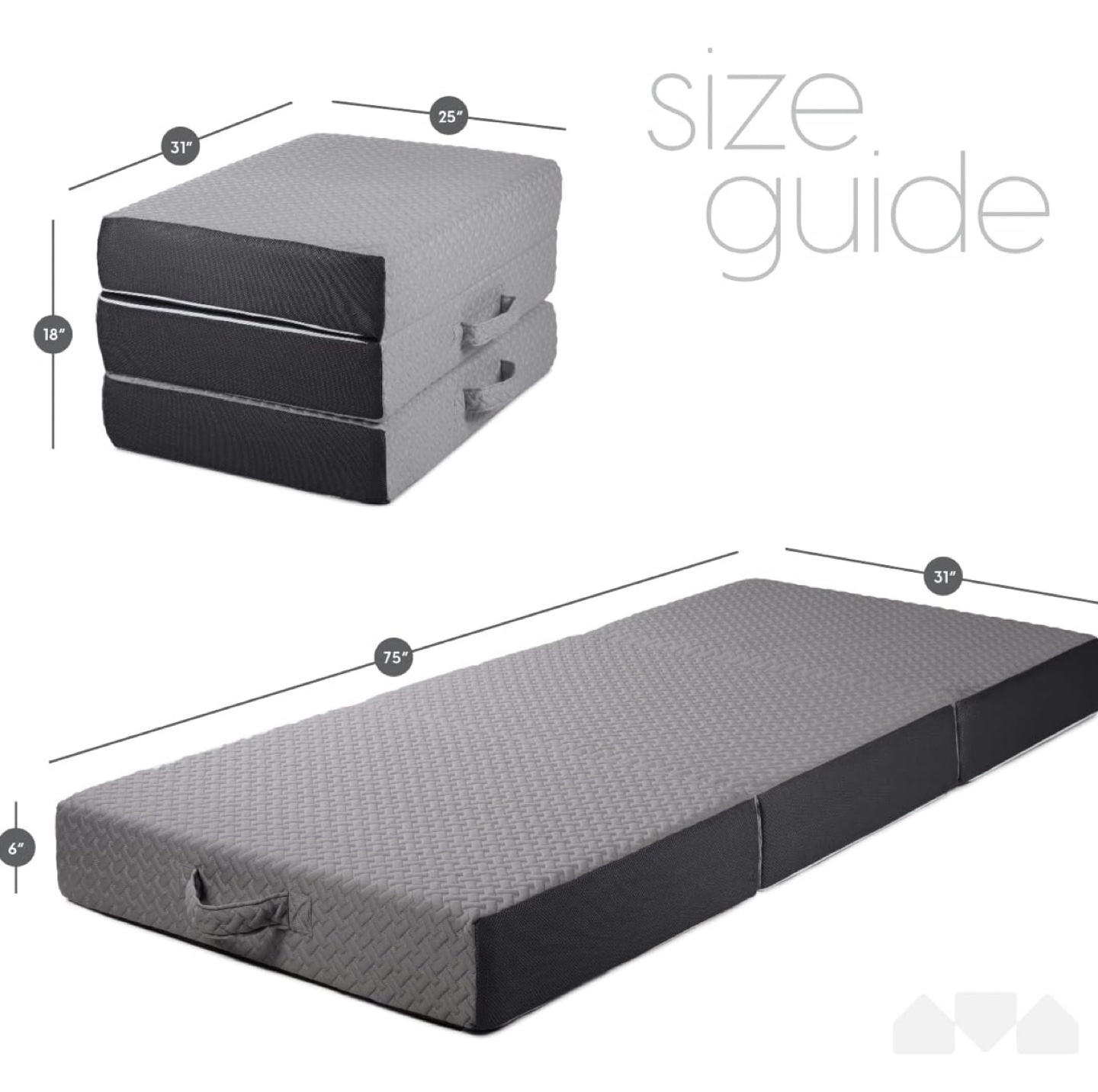 Tri-fold Mattress - Guest Bed - Portable - Grey - photo 5