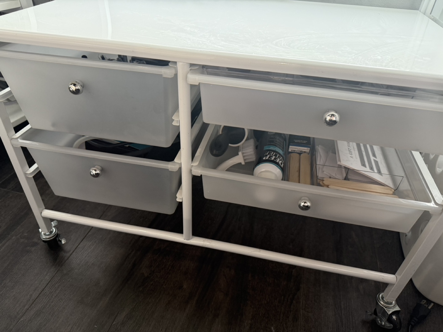 White Rolling Cart with Drawers & Two Shelves - photo 4