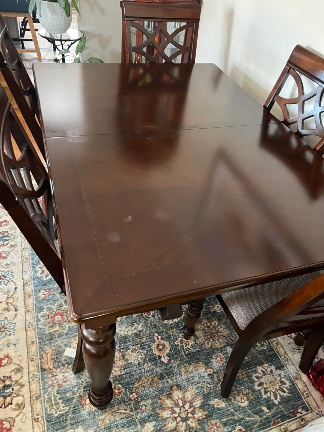 Dark Brown Wood Dining Table Set with 4 Chairs image indicator(2)