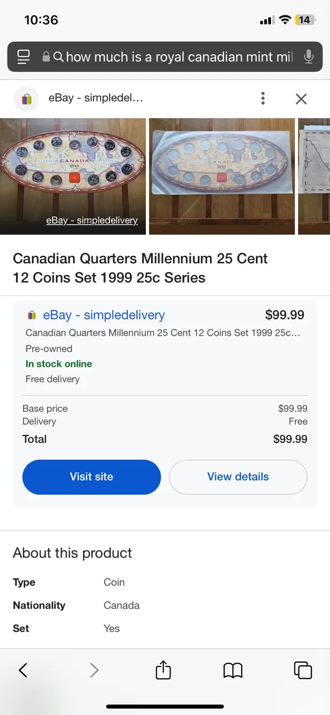 1999 Canadian Millennium 25 Cent Coin Set image indicator(6)