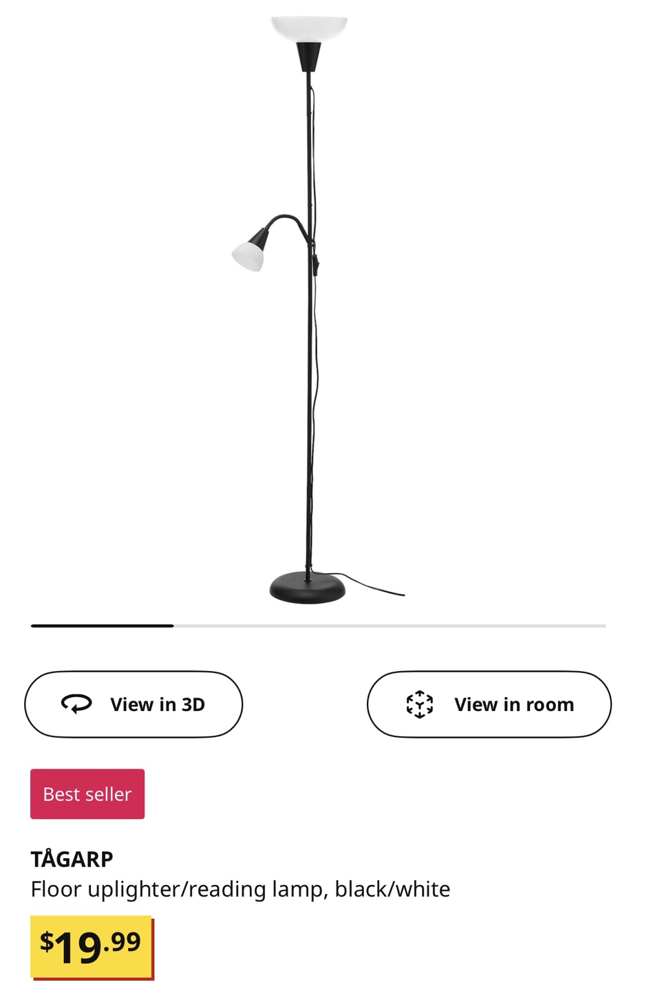 IKEA Floor Lamp - Black/White
