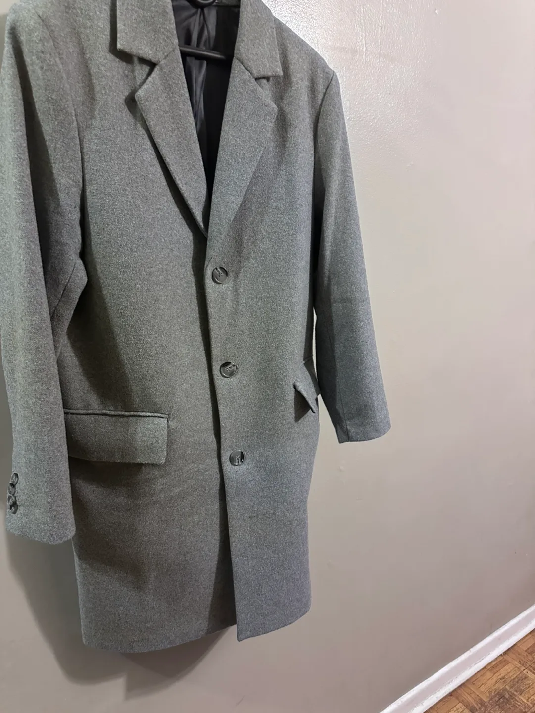 H&M Men's Grey Overcoat, Size M thumbnail