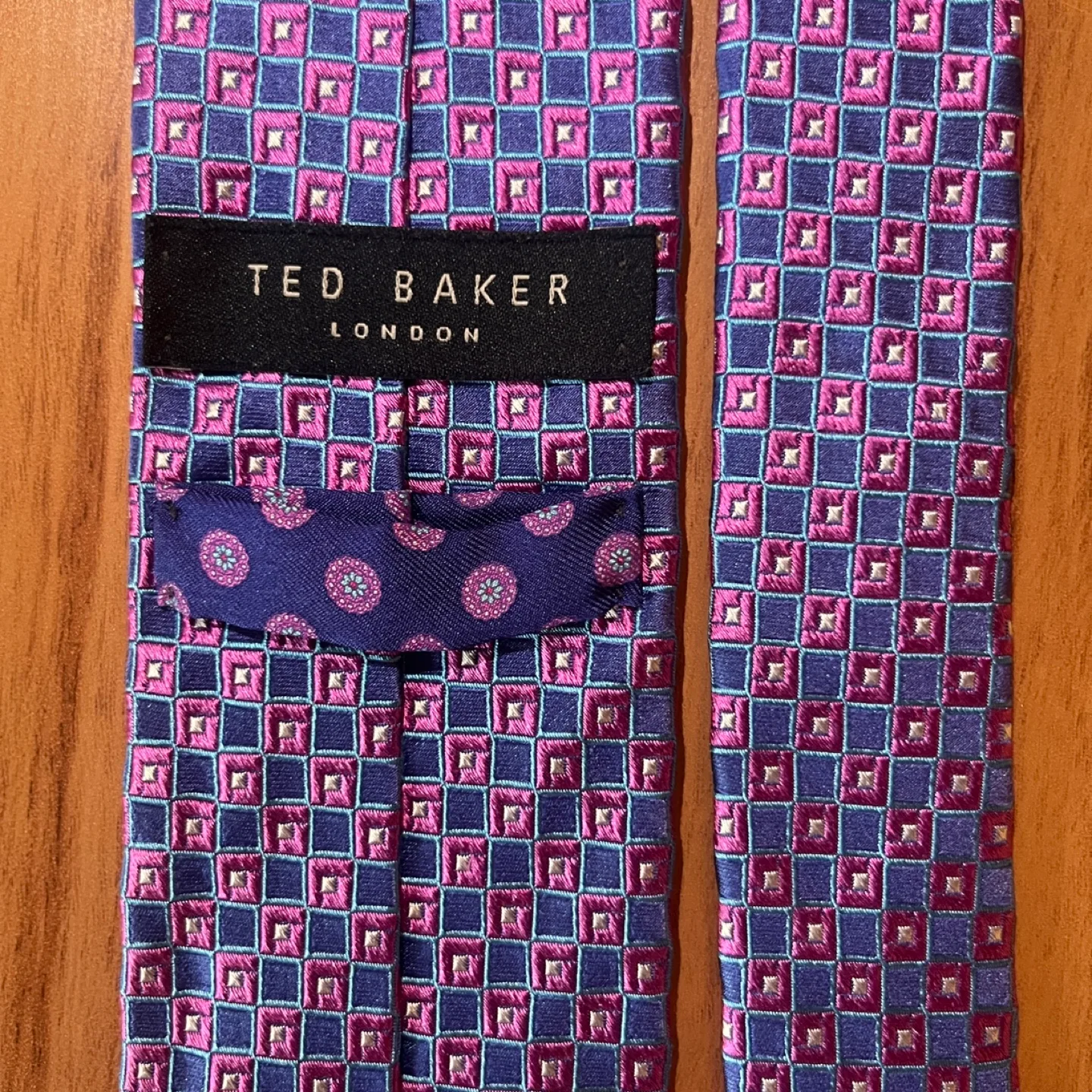 Ted Baker London Men's Tie - Purple and Blue Geometric Pattern image indicator(3)