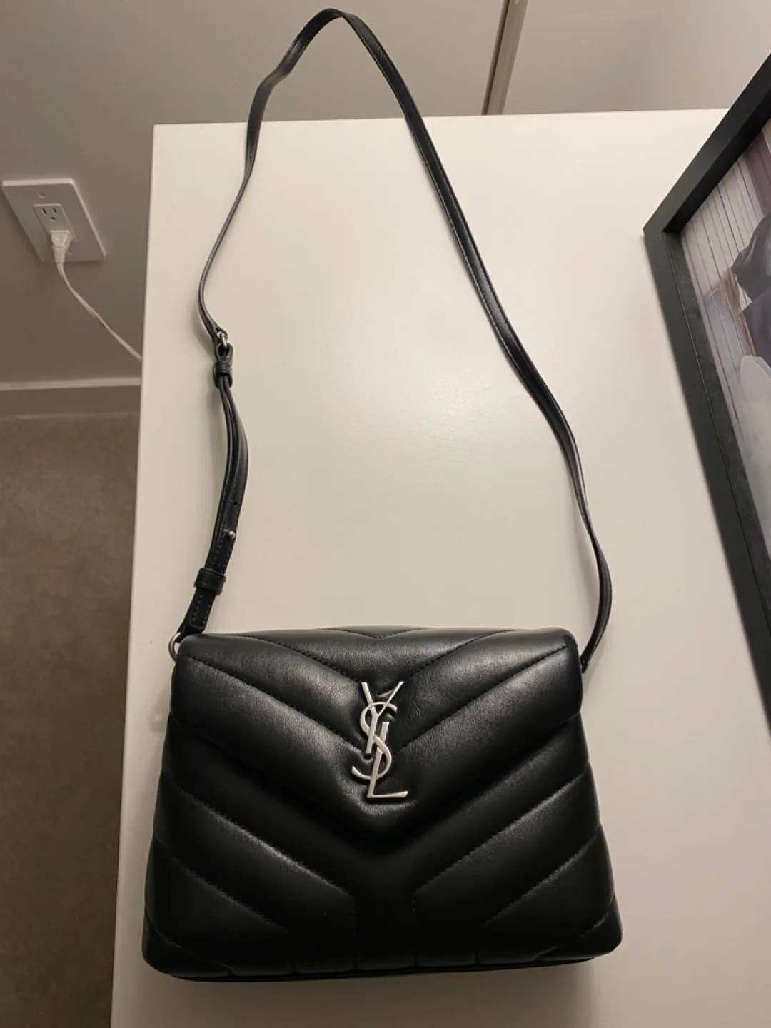 Saint Laurent Black Quilted Leather Crossbody Bag image indicator(2)