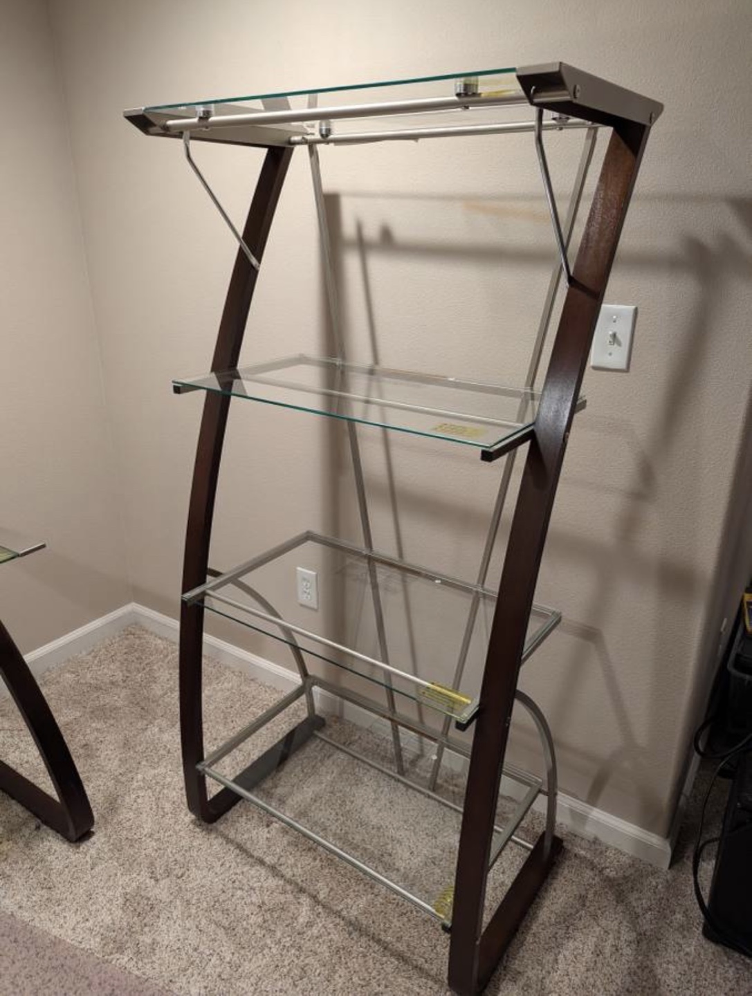 Curved Glass & Wood 3-Tier Shelf
