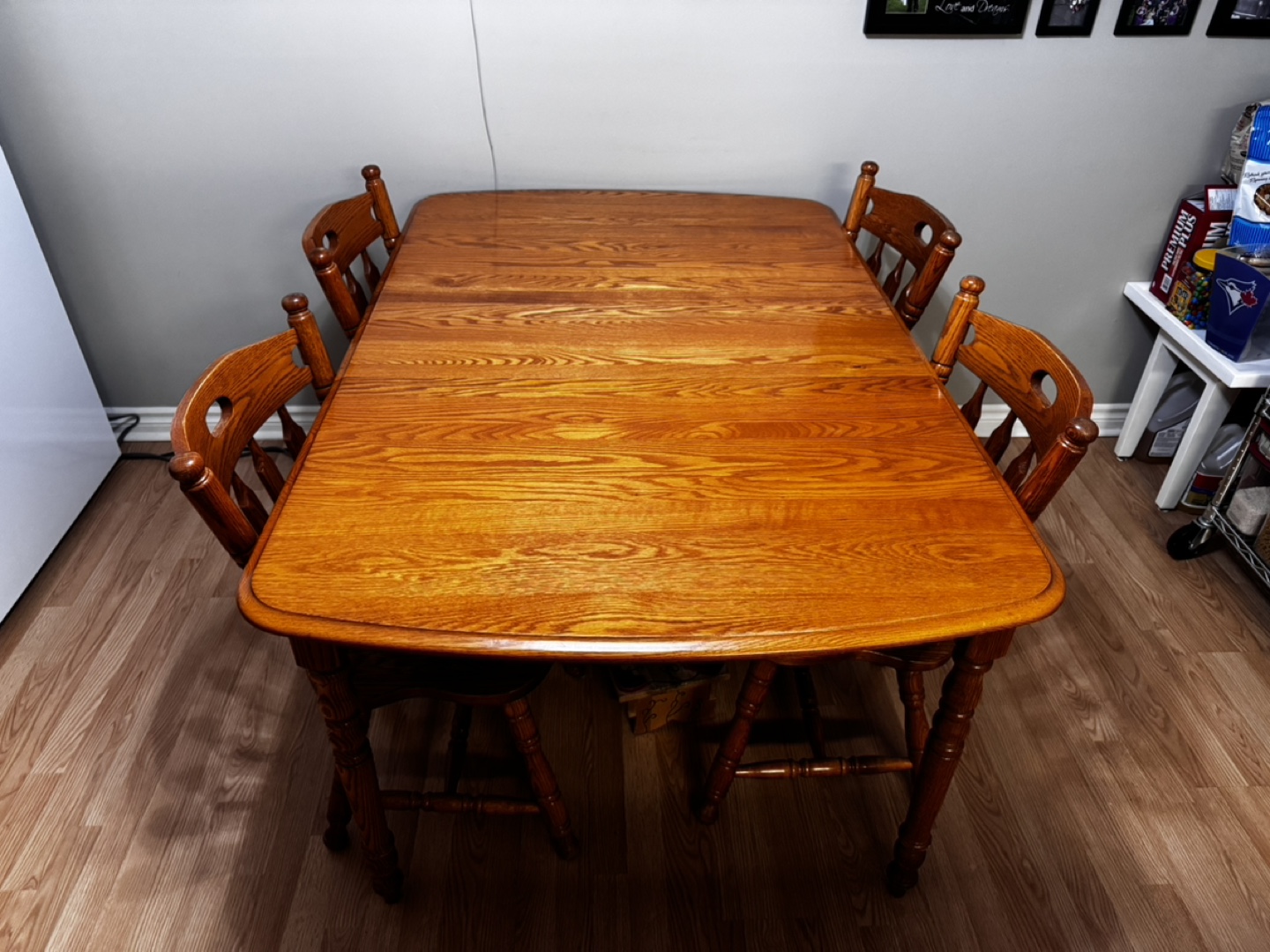 Solid Oak Dining Table Set with 6 Chairs
