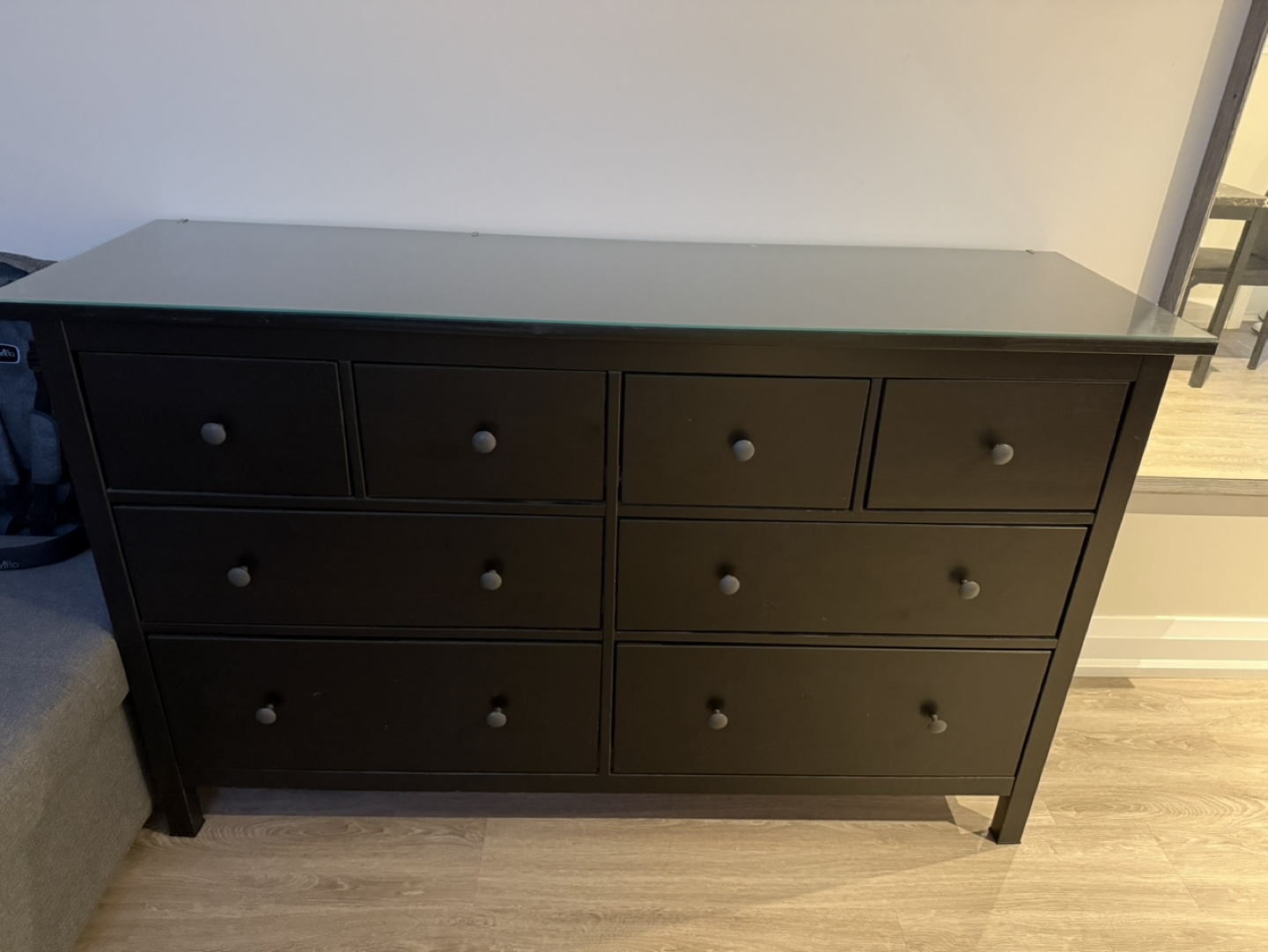 IKEA MALM 8-Drawer Dresser with Glass Top