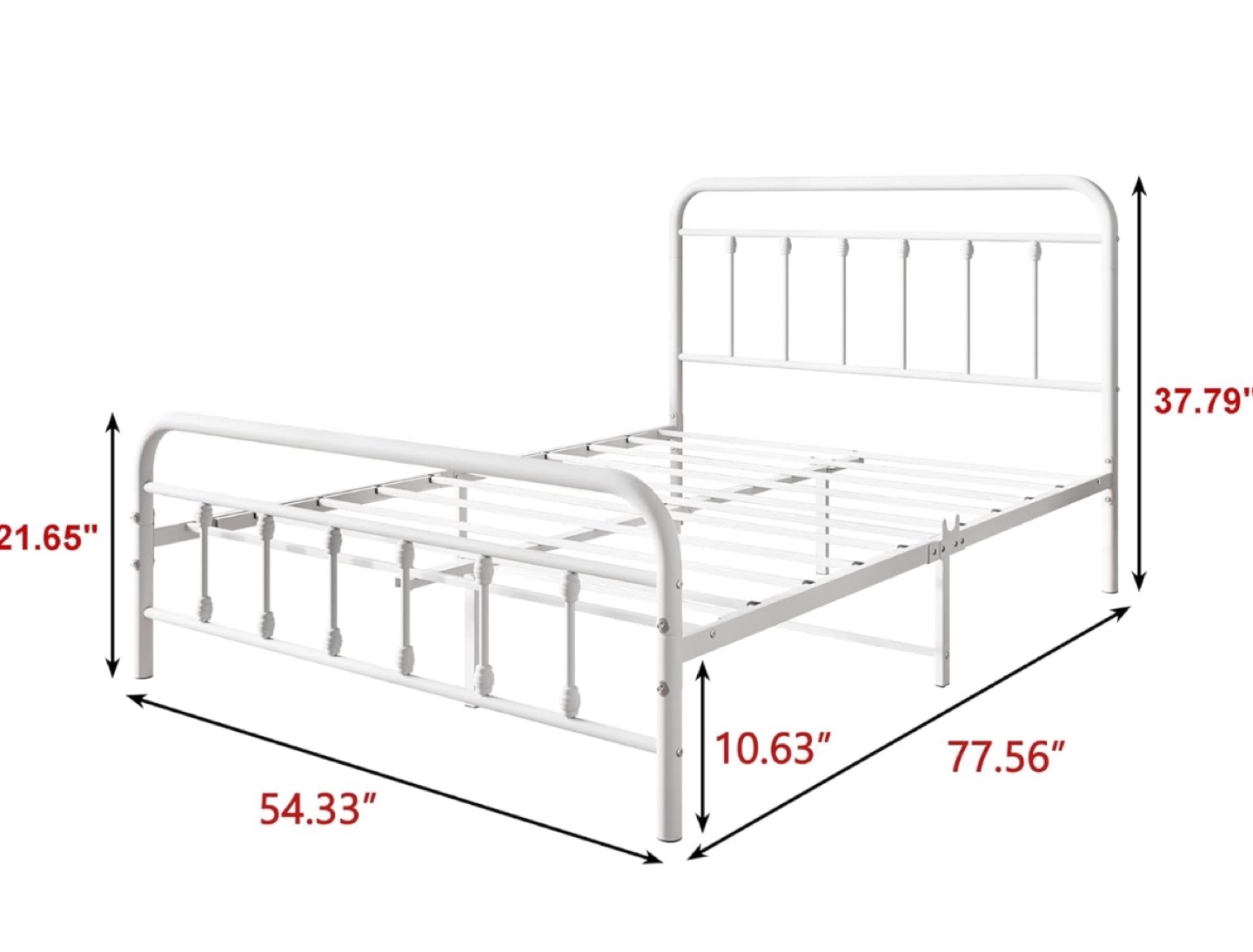 Full Size Metal Bed Frame - White - photo 2