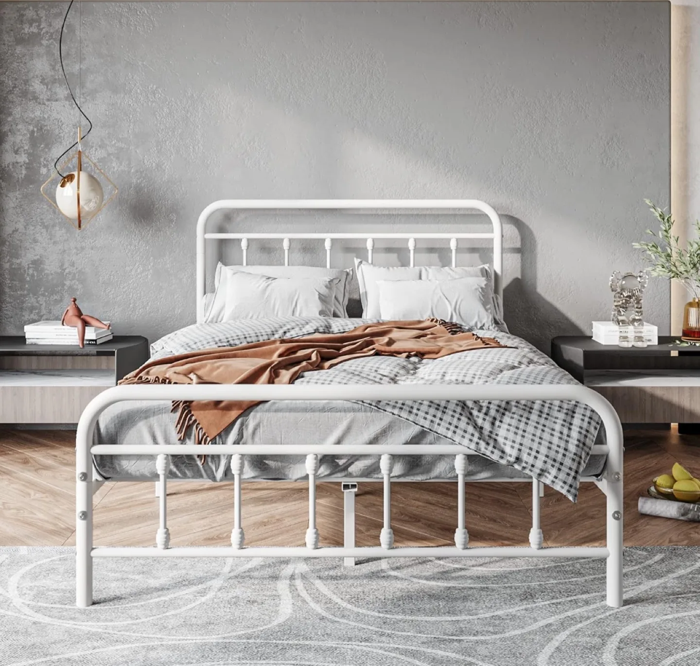 Full Size Metal Bed Frame - White thumbnail