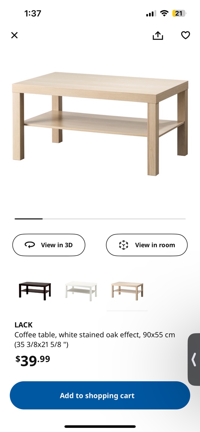 IKEA LACK Coffee Table - White Stained Oak
