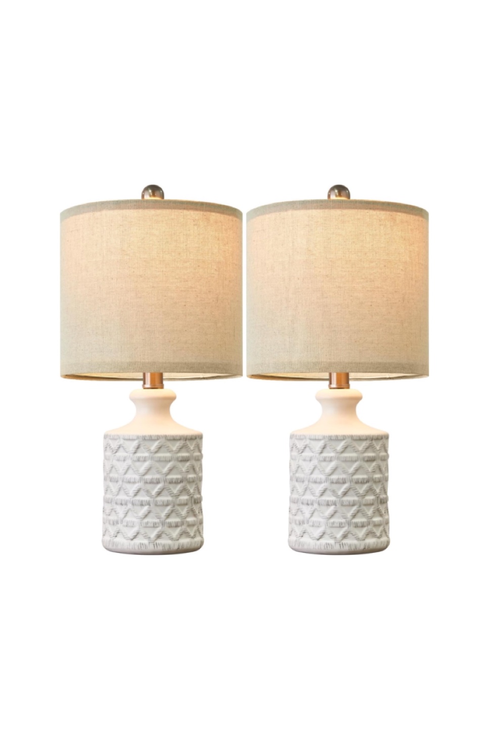 Pair of Farmhouse Style Ceramic Table Lamps with Linen Shades - photo 4
