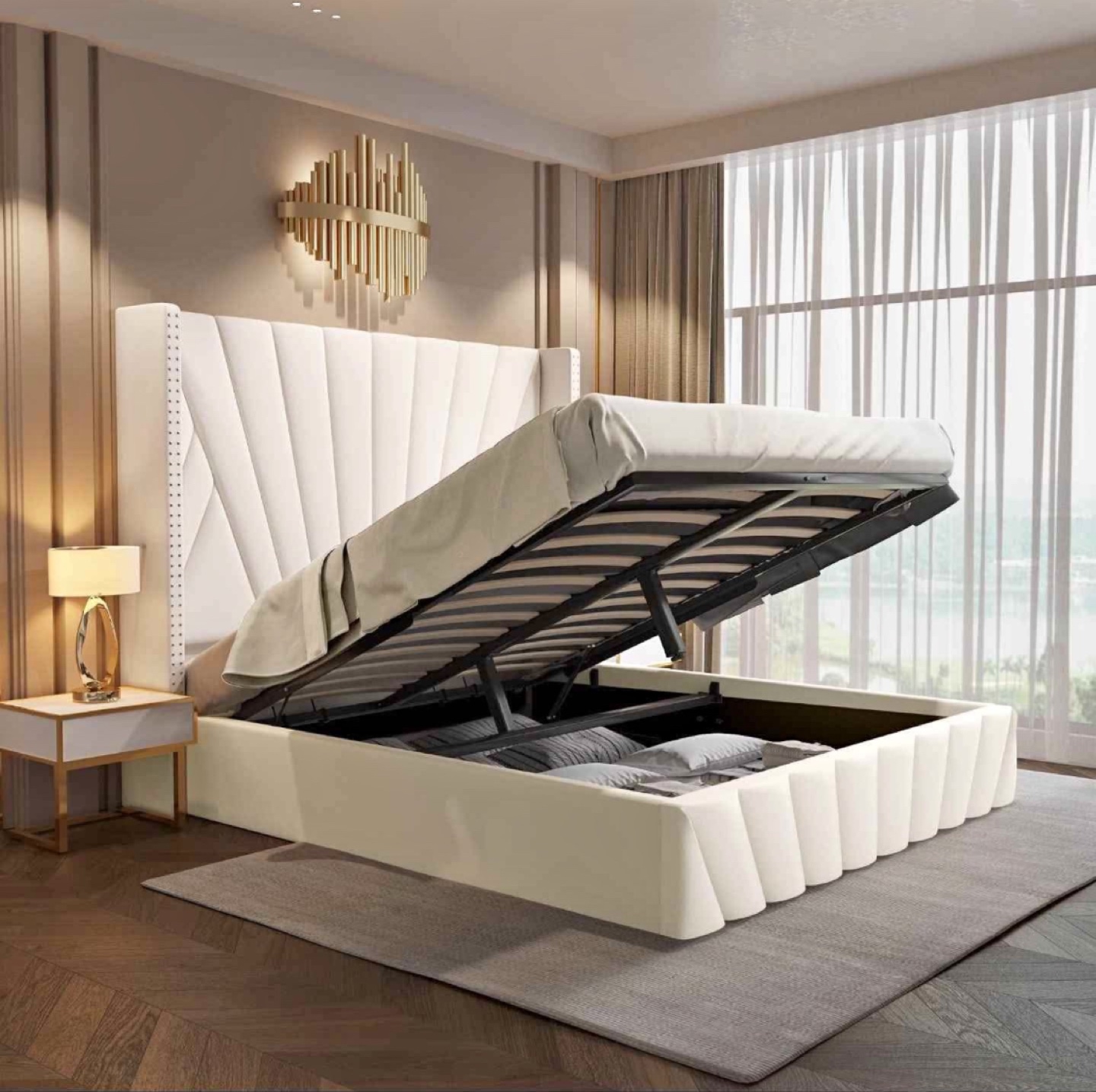 Used Kingsize Hydraulic Lift Bed & Mattress - photo 3
